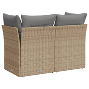 Tuinbank 2-zits poly rattan beige met opbergruimte