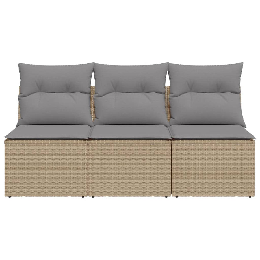 Tuinbank 3-Zits Met Kussens Poly Rattan Beige