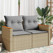 Tuinbank 2-zits poly rattan beige 124x62x69 cm