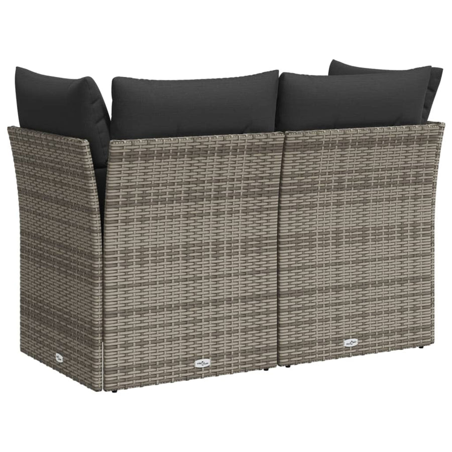 Tuinbank 2-Zits Met Kussens Poly Rattan Grijs