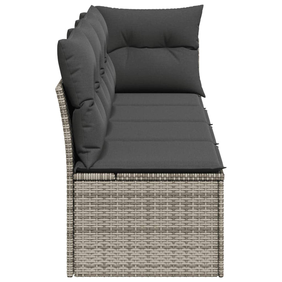 Tuinbank 4-Zits Met Kussens Poly Rattan Grijs