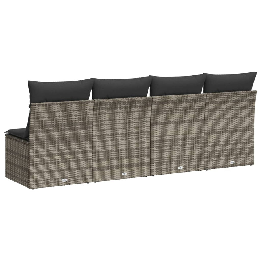 Tuinbank 4-Zits Met Kussens Poly Rattan Grijs
