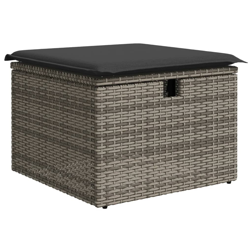 Tuinkruk Met Kussen 55X55X37 Cm Poly Rattan Grijs