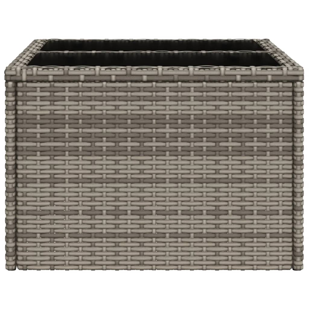 Tuintafel Met Glazen Blad 55X55X37 Cm Poly Rattan Grijs