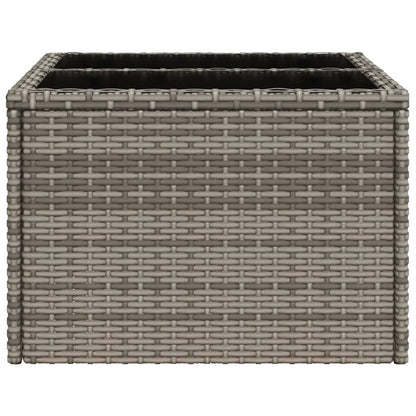Tuintafel Met Glazen Blad 55X55X37 Cm Poly Rattan Grijs