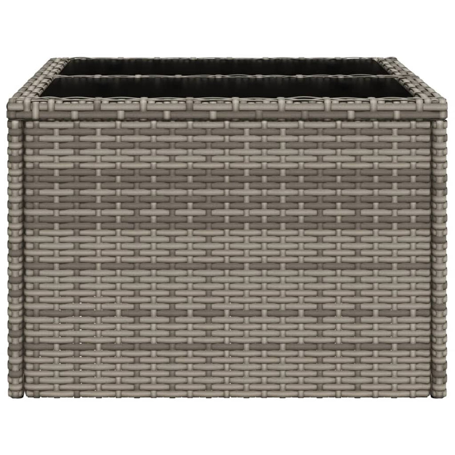 Tuintafel Met Glazen Blad 55X55X37 Cm Poly Rattan Grijs