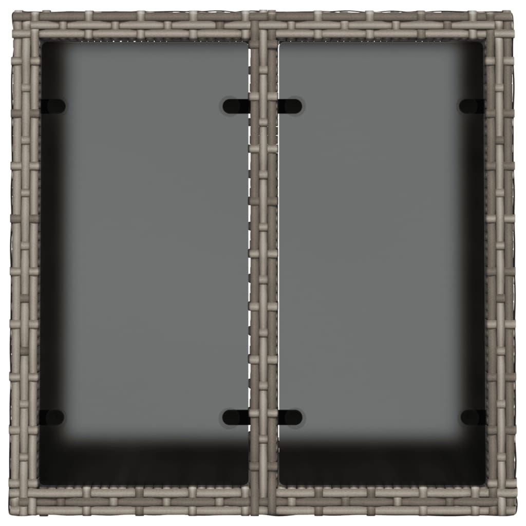 Tuintafel Met Glazen Blad 55X55X37 Cm Poly Rattan Grijs