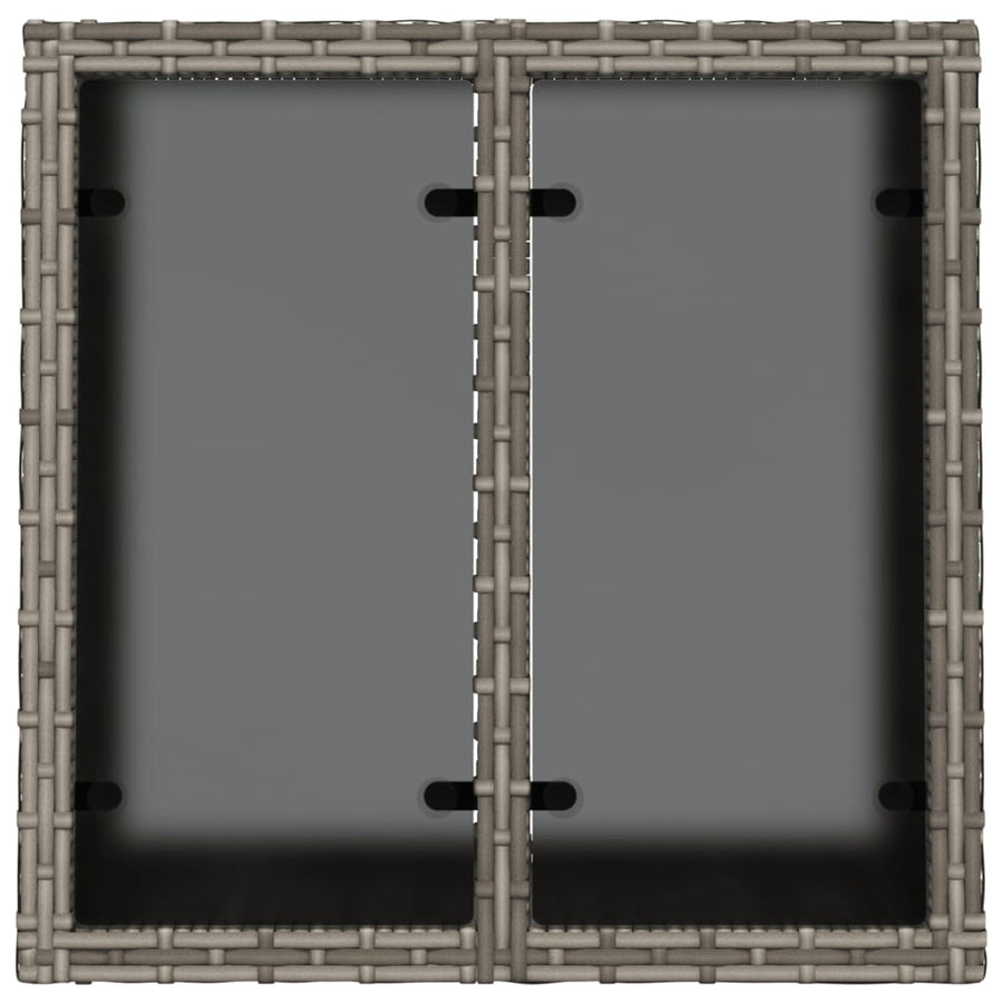 Tuintafel Met Glazen Blad 55X55X37 Cm Poly Rattan Grijs