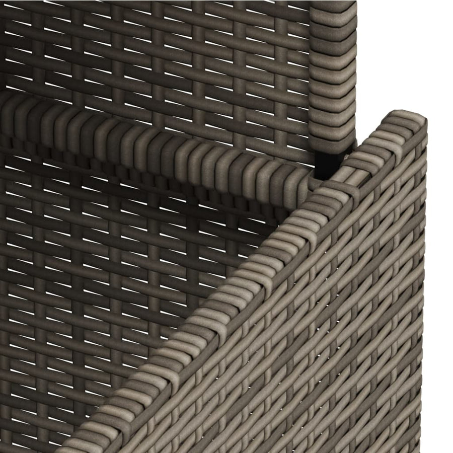 Tuintafel met glazen blad 100x55x73 cm poly rattan grijs
