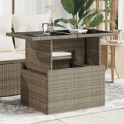 Tuintafel 100x55x73 cm poly rattan grijs glas