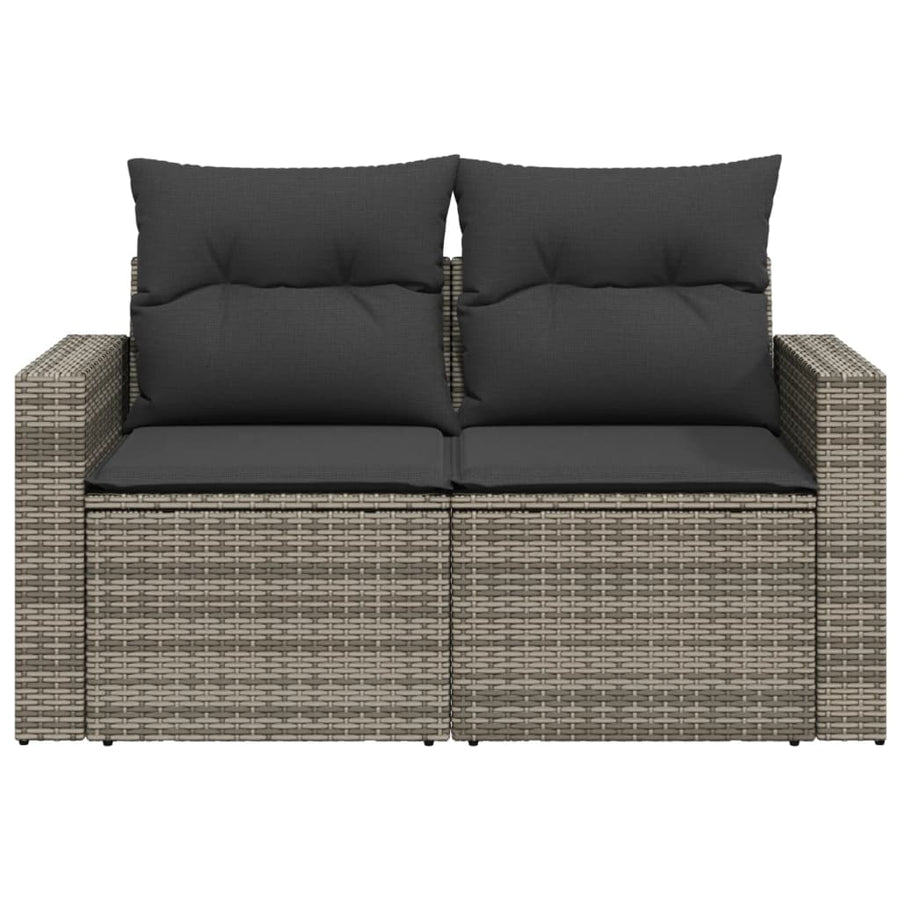 Tuinbank 2-Zits Met Kussens Poly Rattan Grijs