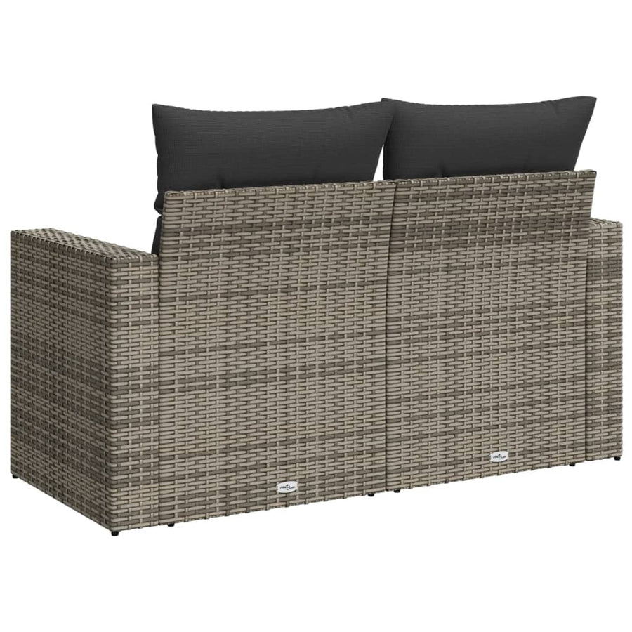 Tuinbank 2-Zits Met Kussens Poly Rattan Grijs