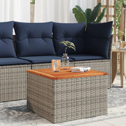 Tuintafel 55x55x37 cm poly rattan acaciahout grijs