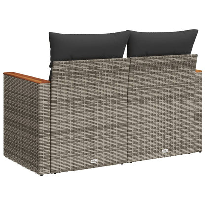 Tuinbank 2-Zits Met Kussens Poly Rattan Grijs