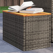 Tuinbijzettafel 55x34x37 cm poly rattan hout grijs