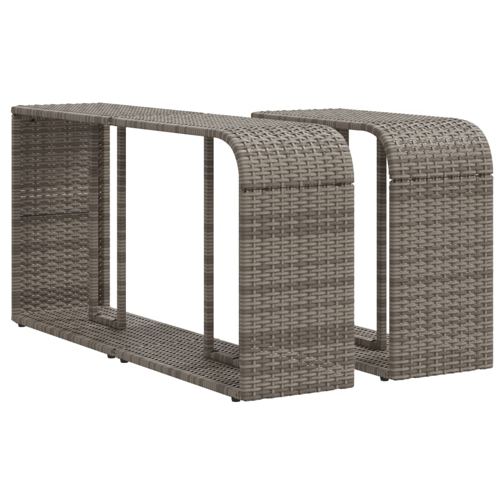 Opbergschappen 2 St Poly Rattan Grijs