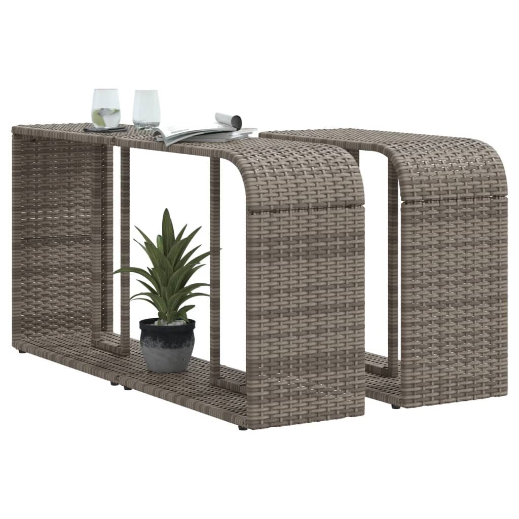Opbergschappen 2 St Poly Rattan Grijs