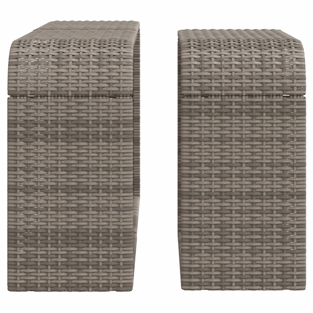 Opbergschappen 2 St Poly Rattan Grijs