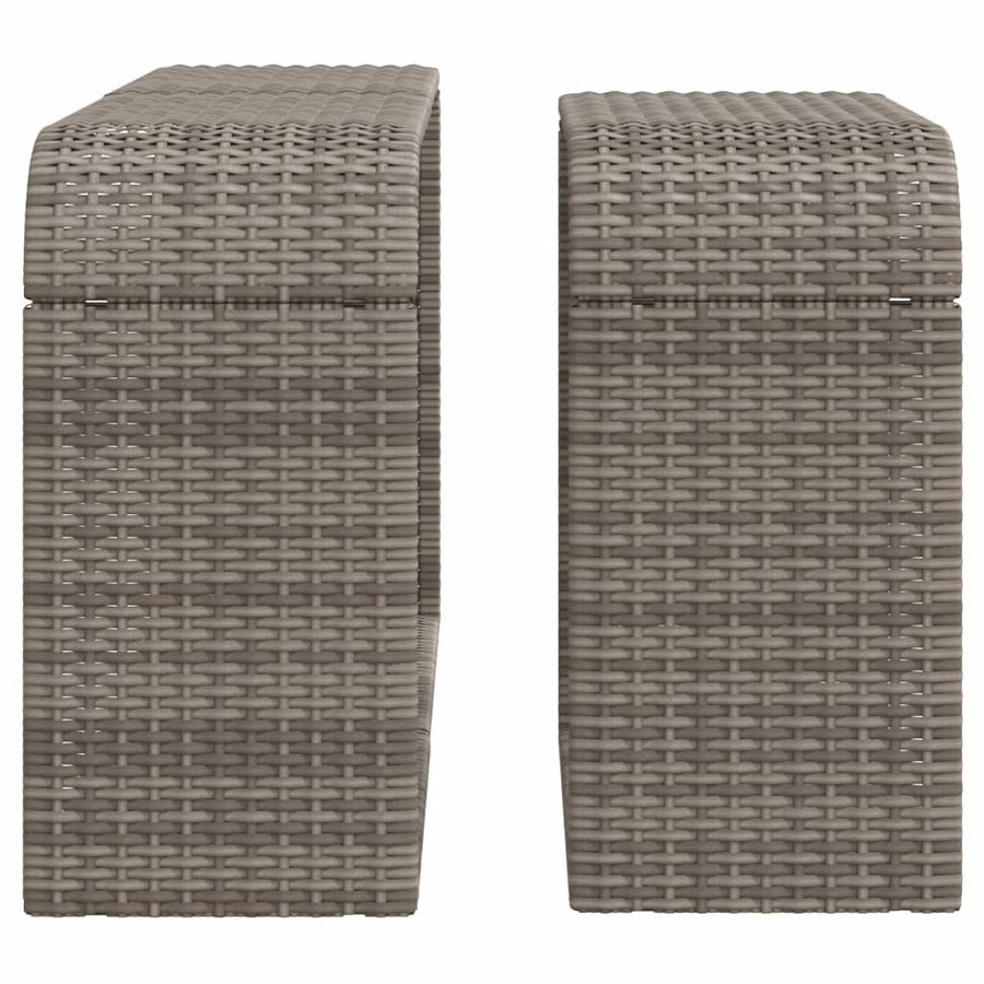 Opbergschappen 2 St Poly Rattan Grijs