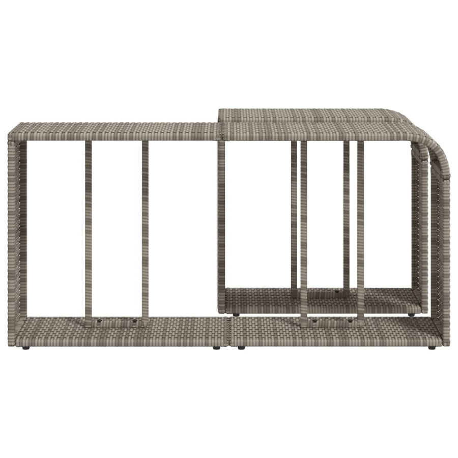 Opbergschappen 2 St Poly Rattan Grijs