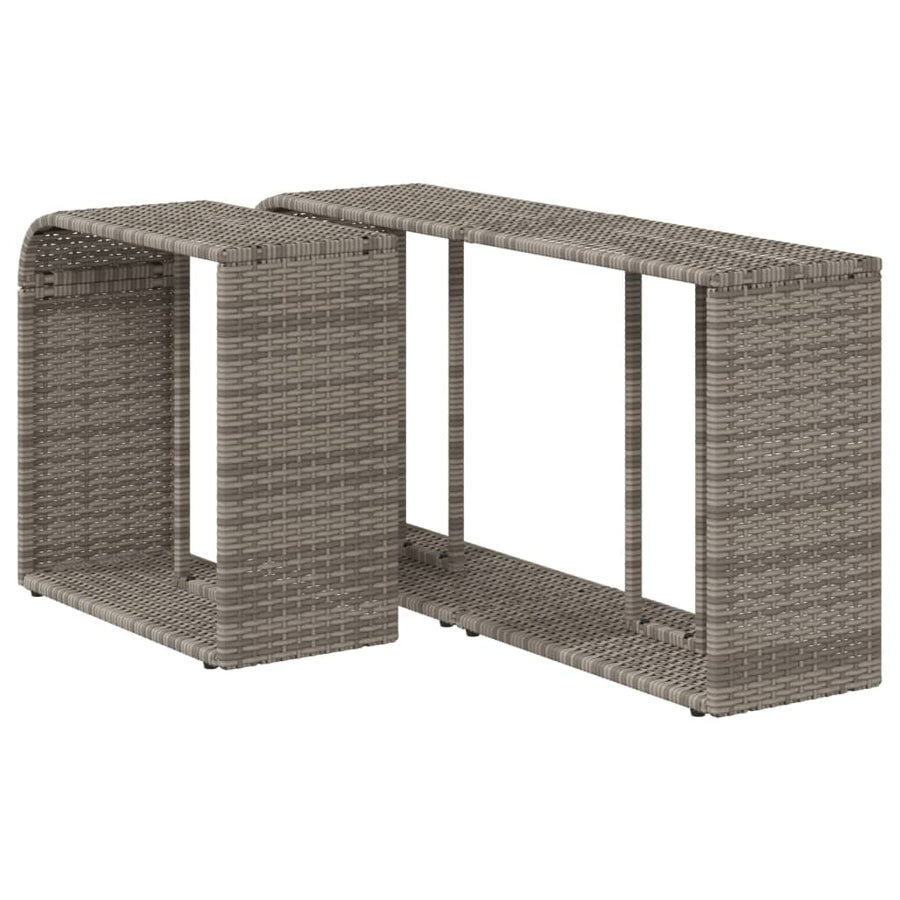 Opbergschappen 2 St Poly Rattan Grijs