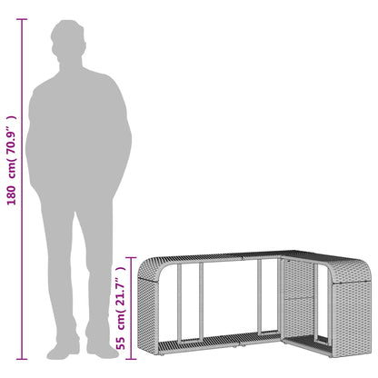 Opbergschappen 2 St Poly Rattan Grijs