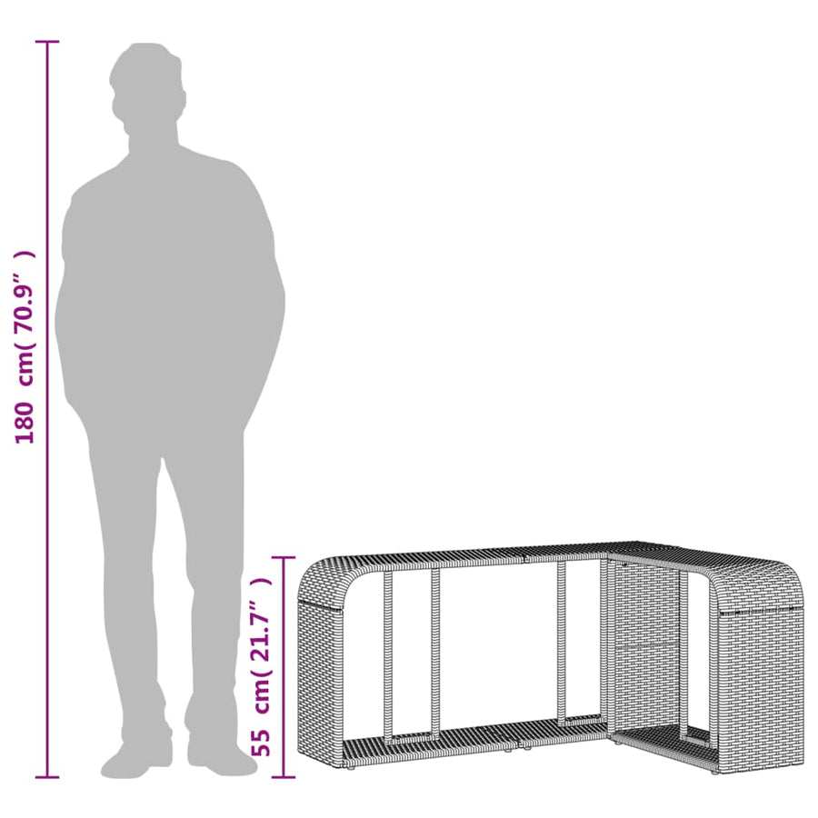 Opbergschappen 2 St Poly Rattan Grijs