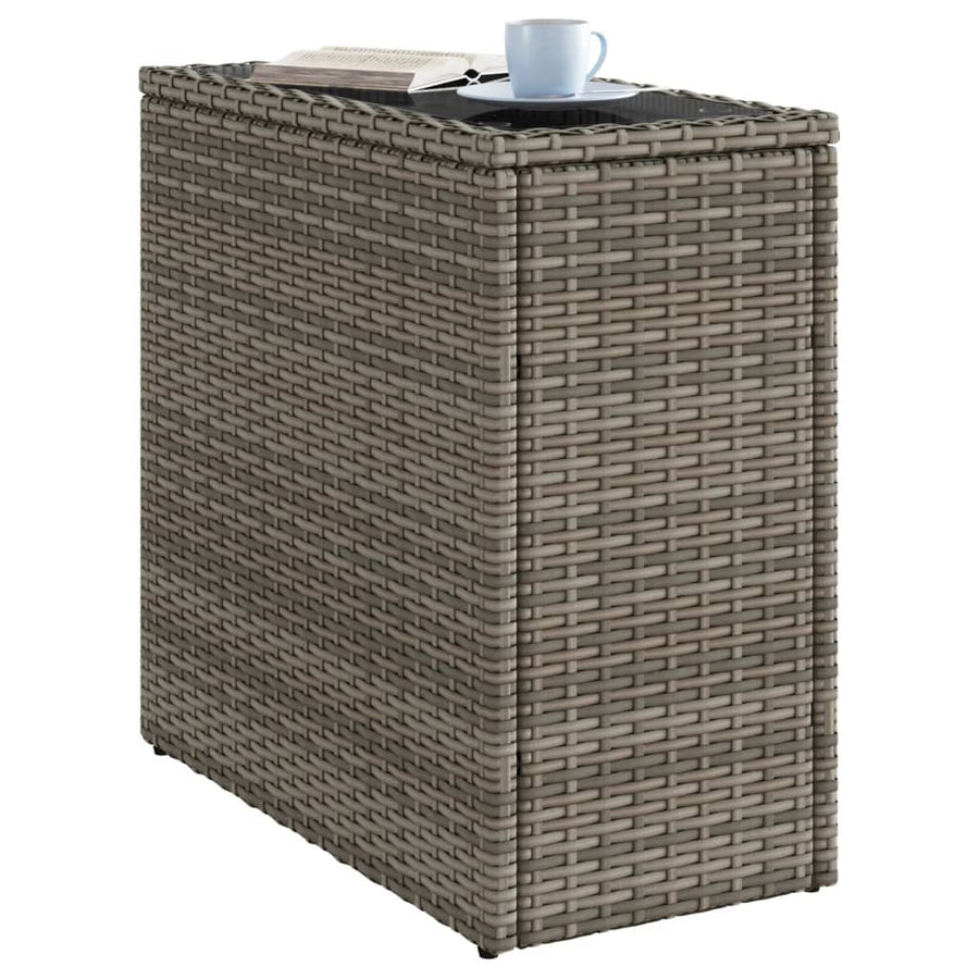 Tuinbijzettafel Met Glazen Blad 58X27,5X55 Cm Poly Rattan Grijs