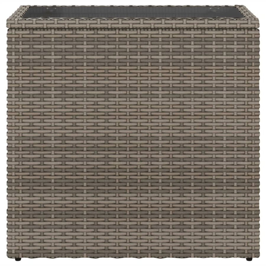 Tuinbijzettafel Met Glazen Blad 58X27,5X55 Cm Poly Rattan Grijs
