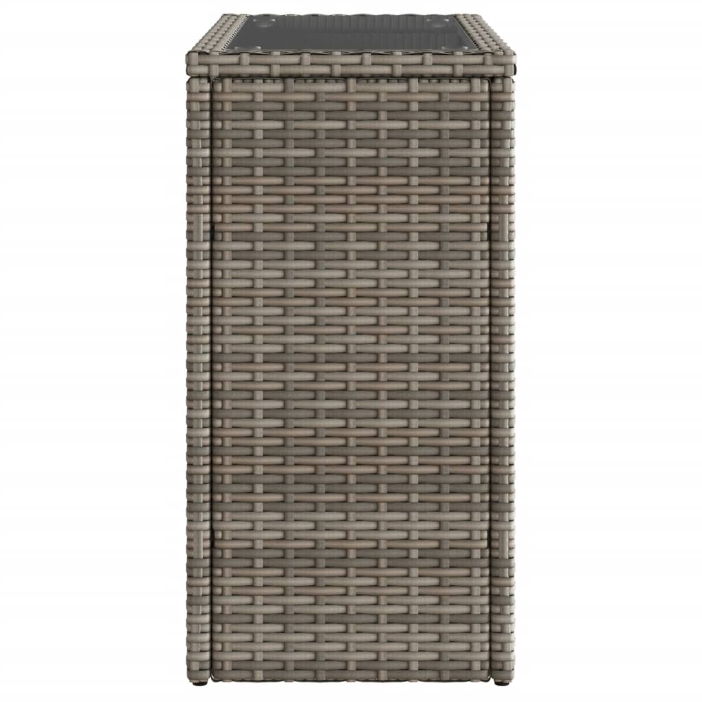 Tuinbijzettafel Met Glazen Blad 58X27,5X55 Cm Poly Rattan Grijs