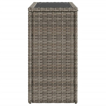 Tuinbijzettafel Met Glazen Blad 58X27,5X55 Cm Poly Rattan Grijs
