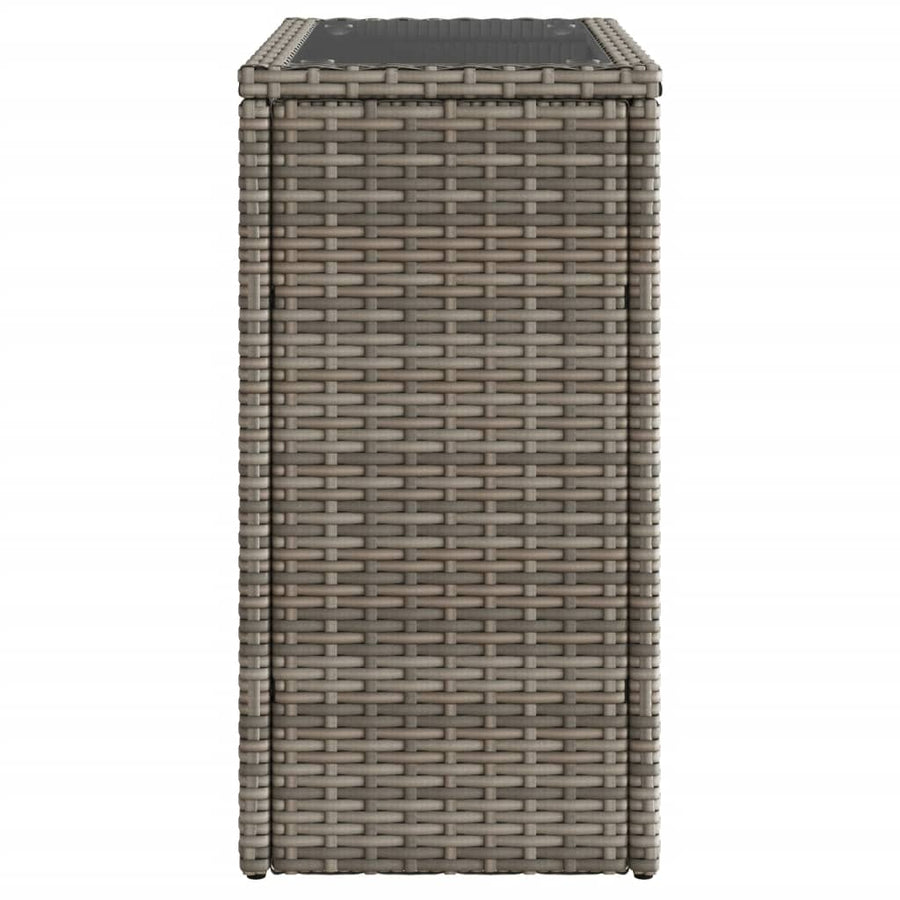 Tuinbijzettafel Met Glazen Blad 58X27,5X55 Cm Poly Rattan Grijs
