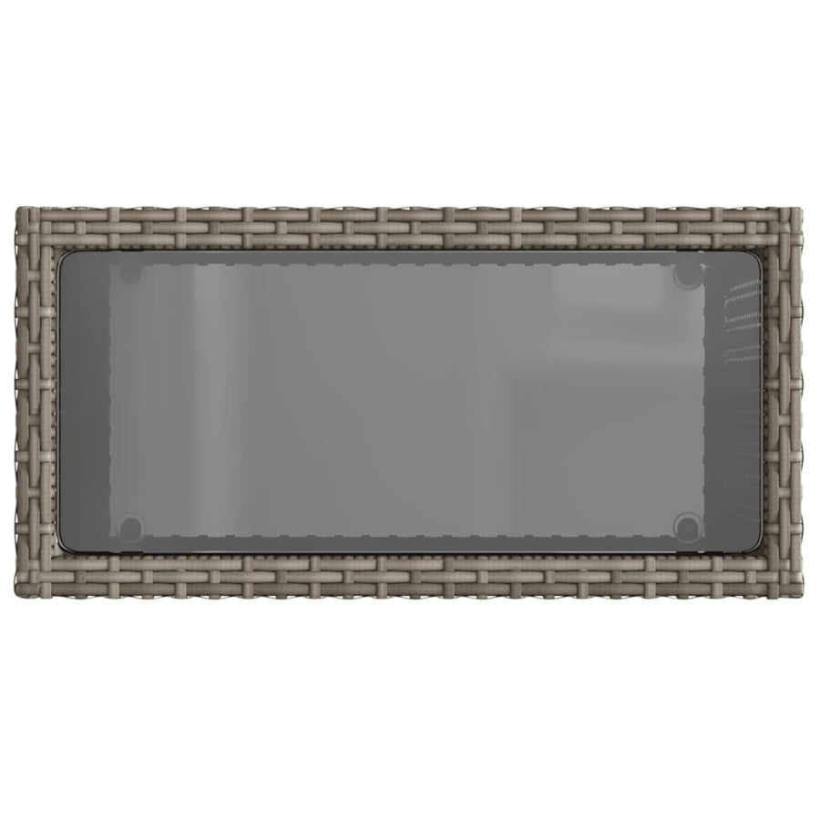 Tuinbijzettafel Met Glazen Blad 58X27,5X55 Cm Poly Rattan Grijs