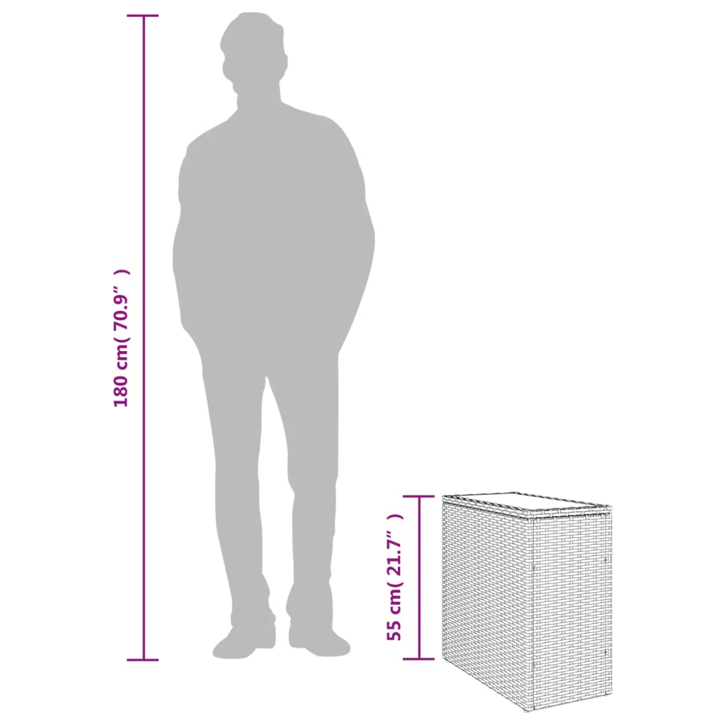 Tuinbijzettafel Met Glazen Blad 58X27,5X55 Cm Poly Rattan Grijs