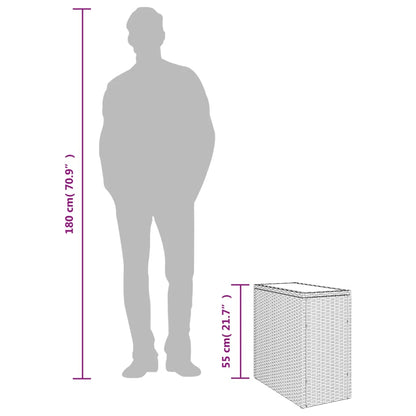 Tuinbijzettafel Met Glazen Blad 58X27,5X55 Cm Poly Rattan Grijs