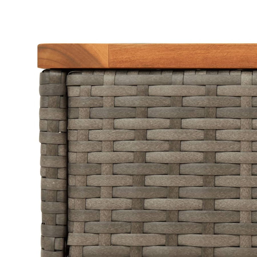Tuinbijzettafel Met Houten Blad 58X27,5X55 Cm Poly Rattan Grijs