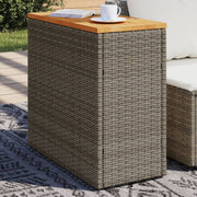 Tuinbijzettafel 58x27,5x55 cm poly rattan grijs acaciahout
