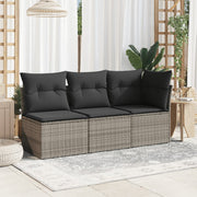 Tuinstoel poly rattan grijs met kussen