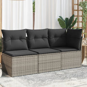 Tuinbank 3-zits poly rattan grijs met opbergruimte