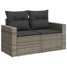 Tuinbank 2-Zits Met Kussens Poly Rattan Grijs