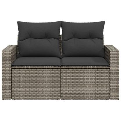 Tuinbank 2-Zits Met Kussens Poly Rattan Grijs