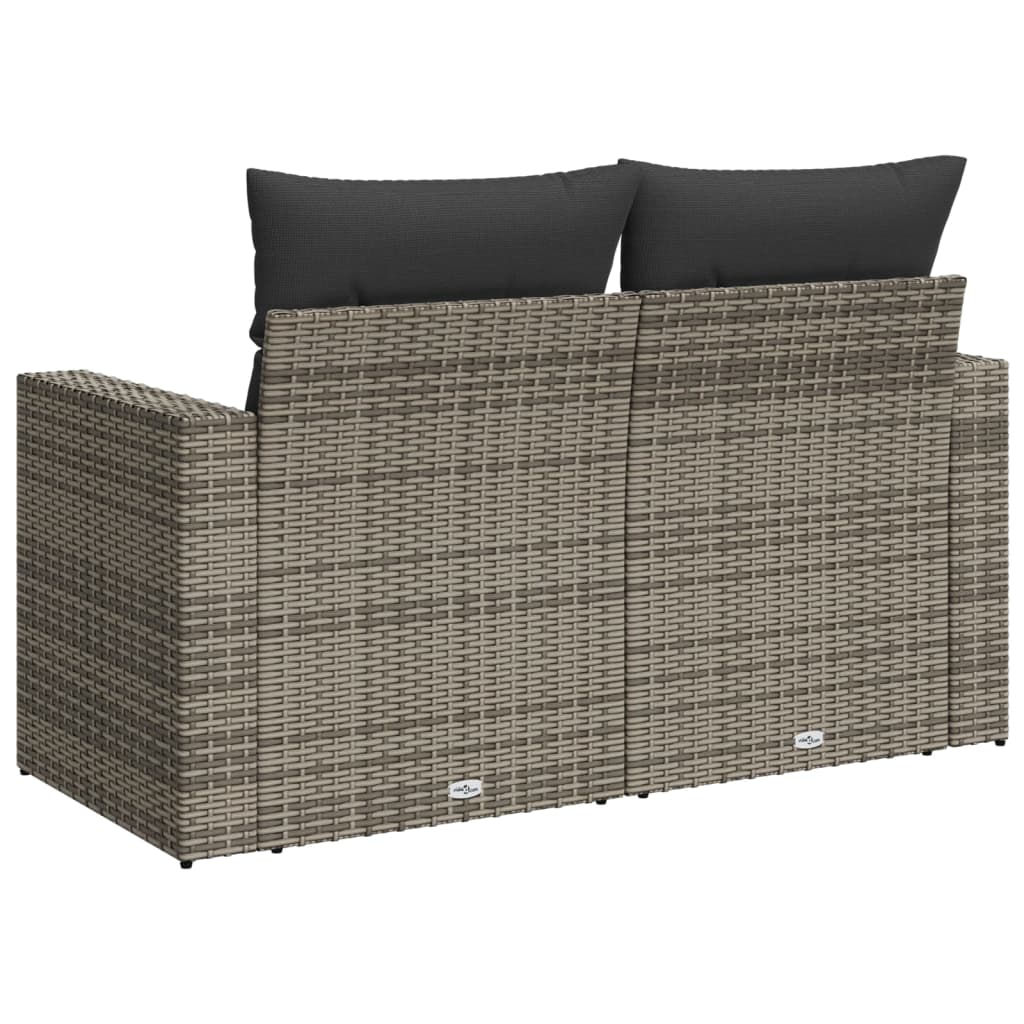 Tuinbank 2-Zits Met Kussens Poly Rattan Grijs