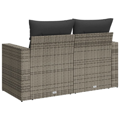 Tuinbank 2-Zits Met Kussens Poly Rattan Grijs