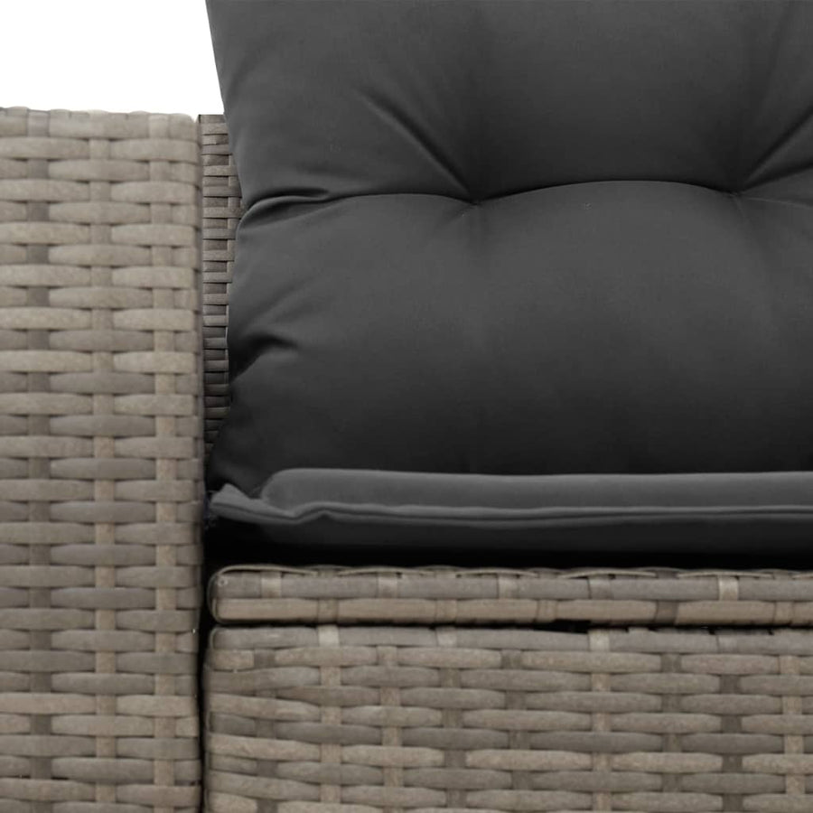 Tuinbank 2-Zits Met Kussens Poly Rattan Grijs