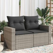 2-Seater Garden Bench with Cushions, Poly Rattan, Grey