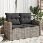 Tuinbank 2-zits poly rattan grijs met opbergfunctie