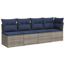 Tuinbank 4-Zits Met Kussens Poly Rattan 1 Grijs