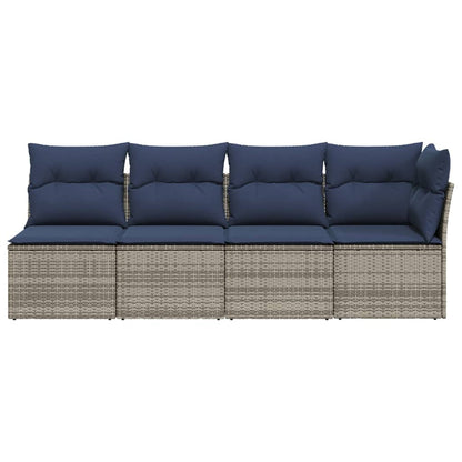 Tuinbank 4-Zits Met Kussens Poly Rattan 1 Grijs