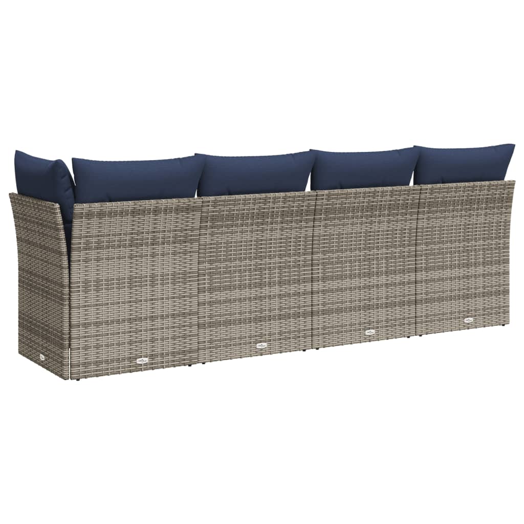 Tuinbank 4-Zits Met Kussens Poly Rattan 1 Grijs