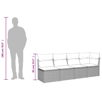 Tuinbank 4-Zits Met Kussens Poly Rattan 1 Grijs